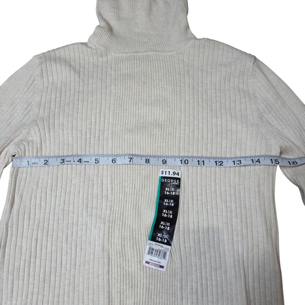 George‎ Wheat Heather Ribbed Turtleneck Long Sleeve Sweater Top Sz XL NWT - Picture 5 of 6